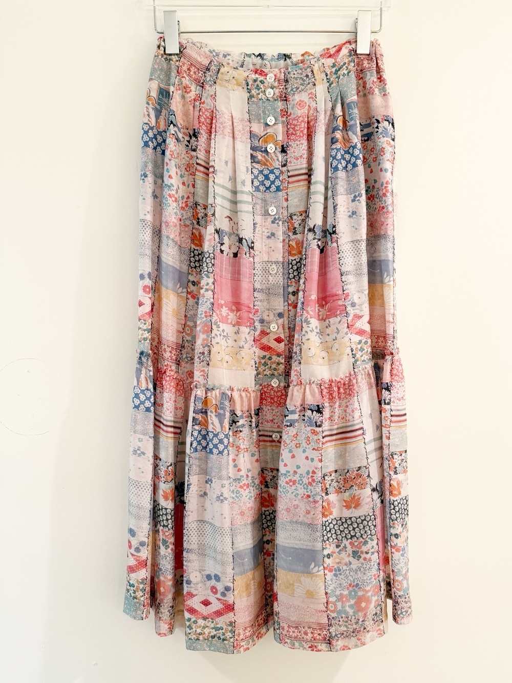 Raquel Allegra Allegra Garden Diary Patchwork Print Midi Skirt - Picture 12 of 13